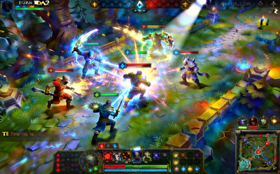 DOTA2游戏比赛画面，展示TI国际邀请赛顶级对抗瞬间